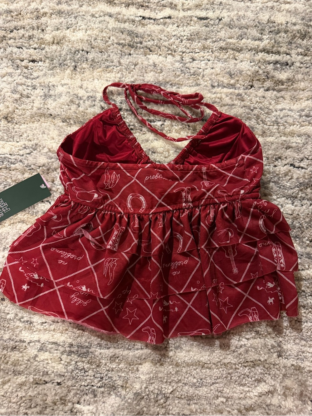 Wild Fable Country Print Crop Halter Top - Picture 3 of 3